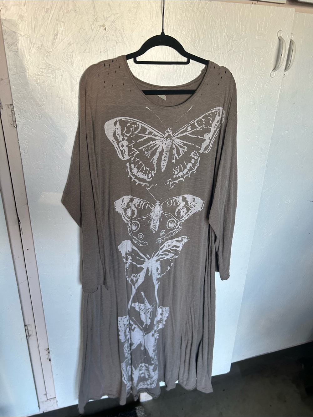 Magnolia Pearl Taupe Maxi Dress with White Butterfly Print